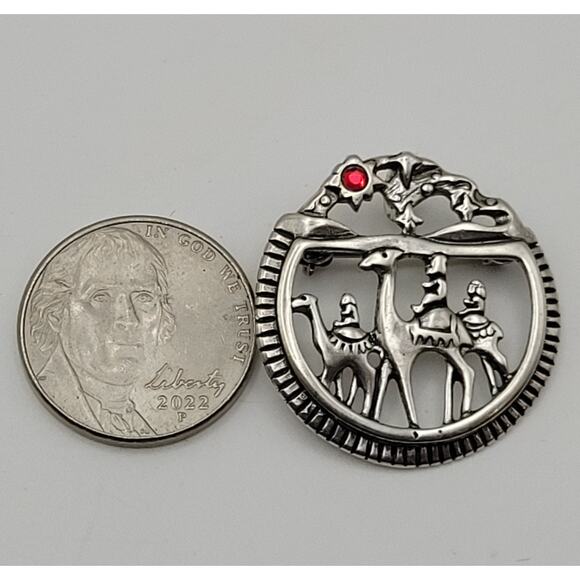 Sterling Silver Three Kings Day Vintage Christmas Pin Brooch 3 Wise Magi Jesus - Picture 15 of 16